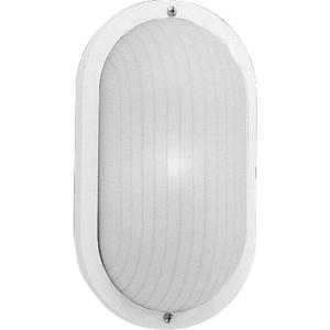 Progress Lighting 1-Light UV Stabilized Ribbed Frosted Polycarbonate Shade Modern Outdoor 10″ Wall or Ceiling Light, Bulkheads Collection, Outdoor, P5704-30, White