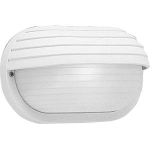 Progress Lighting 1-Light UV Stabilized Ribbed Frosted Polycarbonate Shade Modern Outdoor 10-1/2″ Wall or Ceiling Light, Bulkheads Collection, Outdoor, P5706-30, White