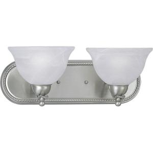 Progress Lighting 2 Light Bathroom Vanity Light, Modern Bath Lighting Fixture with Alabaster Glass Shades for Over The Mirror, Avalon Collection, Reversible Mounting, Brushed Nickel (P3267-09)
