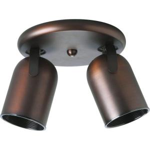 Progress Lighting 2-Light Indoor Ceiling Light and Wall Sconce, Roundback Track Lighting and Spotlight, 2 Adjustable Track Heads, 50W Halogen Flush Mount Ceiling Light, Urban Bronze (P6149-174)(Bronze)