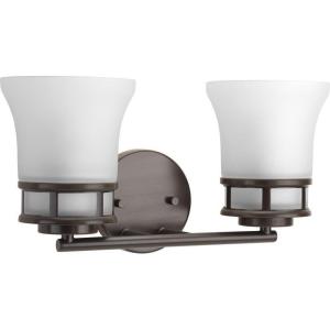 Progress Lighting 4 Light Bathroom Vanity Light, Coastal Style Modern Bath Lighting Fixture with Etched White Glass Shade for Over the Mirror, Reversible Mounting, Cascadia Collection, Antique Bronze(Antique Bronze)