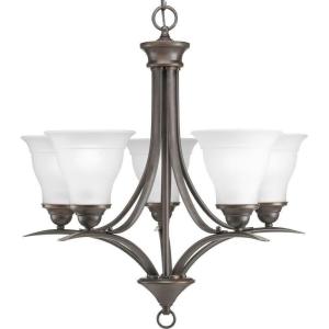 Progress Lighting 5-Light Etched Glass Traditional Chandelier Light, Trinity Collection, Indoor, P4328-09, Brushed Nickel(Bronze)