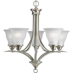 Progress Lighting 5-Light Etched Glass Traditional Chandelier Light, Trinity Collection, Indoor, P4328-09, Brushed Nickel(Nickel)