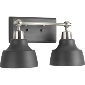 Progress Lighting Bramlett Collection 2-Light White Metal Shade Coastal Bath Vanity Light Polished Chrome(Nickel)