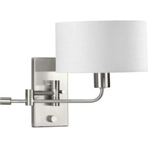 Progress Lighting Carrick Collection 1-Light Summer Linen Shade Transitional Wall Light Matte Black(Nickel)