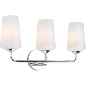 Progress Lighting Celino 3-Light Polished Chrome Bathroom Vanity Light with White Glass Shade