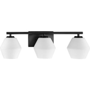 Progress Lighting Copeland Collection Three-Light Brushed Gold Vanity Mid-Century Modern Vanity Light (P300432-191)(Matte Black)