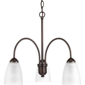 Progress Lighting Gather Collection 3-Light Etched Glass Traditional Chandelier Light Brushed Nickel(Bronze)