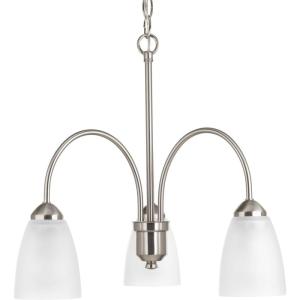 Progress Lighting Gather Collection 3-Light Etched Glass Traditional Chandelier Light Brushed Nickel(Nickel)