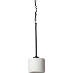 Progress Lighting Inspire Collection 1-Light Off-White Shade Traditional Mini-Pendant Light Brushed Nickel(Antique Bronze)