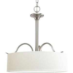 Progress Lighting Inspire Collection 3-Light Brushed Nickel Off-White Shade Traditional Pendant Light(Nickel)