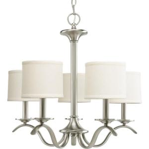Progress Lighting Inspire Collection 5-Light Off-White Linen Shade Traditional Chandelier Light Brushed Nickel(Brushed Nickel)