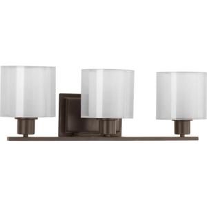 Progress Lighting Invite Collection 3-Light Shade New Traditional Bath Vanity Light Brushed Nickel, 7.38×23.50×23.50(Antique Bronze)