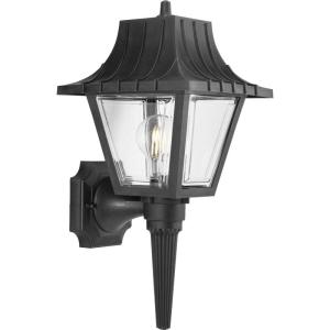 Progress Lighting Mansard Collection 1-Light Clear Beveled Acrylic Shade Traditional Outdoor Large Wall Lantern Light Textured Black(Black)