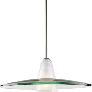 Progress Lighting Modern Pendant 1-Light Clear and Etched Glass Pendant Light, Indoor, P5012-09, Brushed Nickel(Nickel)