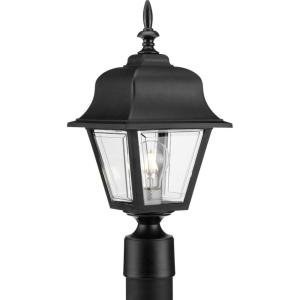 Progress Lighting Non-Metallic 1-Light Clear Beveled Acrylic Shade Traditional Outdoor Post Lantern Light Textured Black(Black)