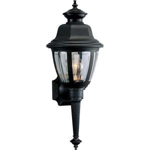 Progress Lighting Non-Metallic 1-Light Clear Beveled Acrylic Shade Traditional Outdoor Wall Lantern Light, Outdoor, P5738-31, Textured Black(Black)