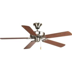 Progress Lighting P2501-20 52-Inch Fan with 5 Blades and 3-Speed Reversible Motor with Reversible Medium Cherry or Classic Walnut Blades, Antique Bronze(Brushed Nickel)
