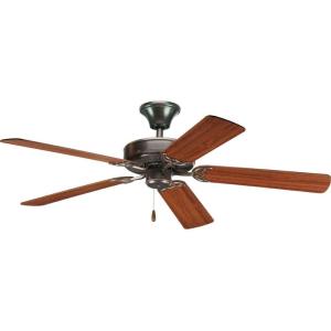 Progress Lighting P2501-20 52-Inch Fan with 5 Blades and 3-Speed Reversible Motor with Reversible Medium Cherry or Classic Walnut Blades, Antique Bronze(Bronze)