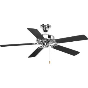 Progress Lighting P2501-20 52-Inch Fan with 5 Blades and 3-Speed Reversible Motor with Reversible Medium Cherry or Classic Walnut Blades, Antique Bronze(Polished Chrome)