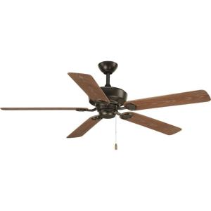 Progress Lighting P2562-80 Protruding Mount, 5 Toasted Oak Blades Ceiling fan, Forged Black(Antique Bronze)