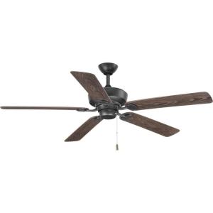 Progress Lighting P2562-80 Protruding Mount, 5 Toasted Oak Blades Ceiling fan, Forged Black(Forged Black)
