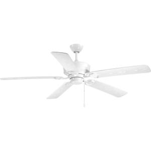 Progress Lighting P2562-80 Protruding Mount, 5 Toasted Oak Blades Ceiling fan, Forged Black(White)