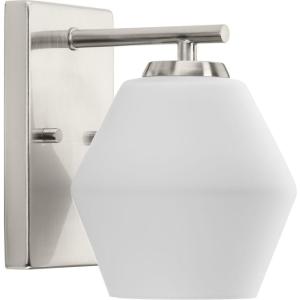 Progress Lighting P300430-009 Copeland Collection 6 in. One-Light Brushed Nickel Vanity Light with Etched Opal Glass Shade(Brushed Nickel)