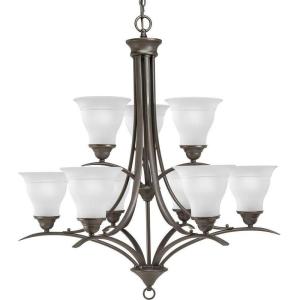 Progress Lighting P4329-09 9-Light Trinity Chandelier, Brushed Nickel, 30-Inch Diameter x 33-Inch Height(Bronze)