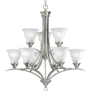 Progress Lighting P4329-09 9-Light Trinity Chandelier, Brushed Nickel, 30-Inch Diameter x 33-Inch Height(Nickel)