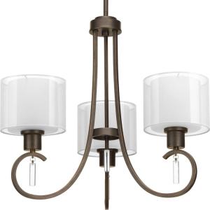 Progress Lighting P4695-09 Invite 3-Lt. Chandelier with White silk mylar shades(Antique Bronze)