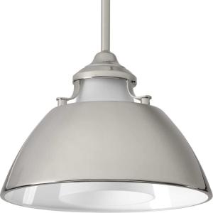 Progress Lighting P500013-104 Carbon One-Light Pendant with Metal Shade, Black(Polished Nickel)