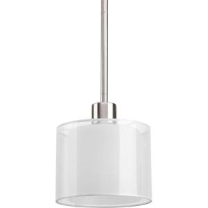 Progress Lighting P5110-09 Invite 1-Lt. Mini-Pendant with White silk mylar shade(Brushed Nickel)