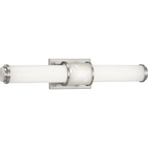 Progress Lighting Phase 1.2 LED Collection 24″ White Shade Modern Bath Vanity Light Brushed Nickel