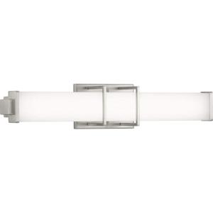 Progress Lighting Phase 2.2 LED Collection 24″ White Shade Modern Bath Vanity Light Brushed Nickel
