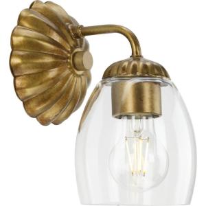Progress Lighting Quillan 5 in. One-Light Soft Gold Vanity Light with Clear Glass Shade