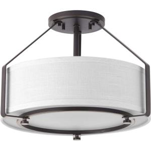 Progress Lighting Ratio Collection 3-Light Brushed Nickel Summer Linen Shade Coastal Pendant Light(Bronze)