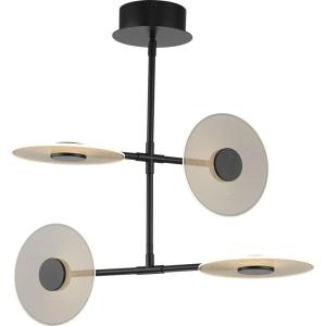 Progress Lighting Spoke LED Collection 1-Light Matte Black Frosted Acrylic Shade Modern Chandelier Light