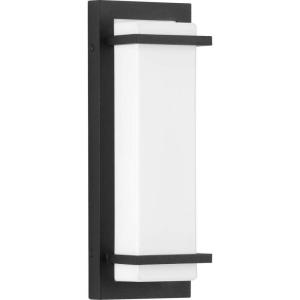 Progress Lighting Z-1080 LED Collection 2-Light White Acrylic Shade Modern Outdoor Large Wall Sconce Light Textured Black(Black)