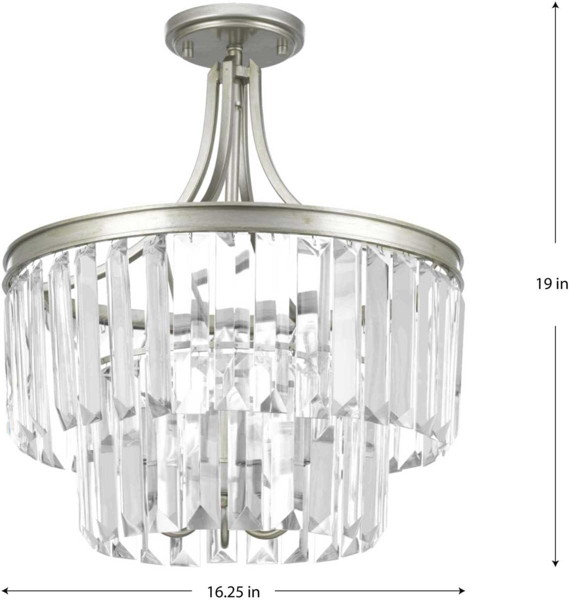 image:imageProgress Lighting Glimmer 3 Light 16 inch Antique Bronze SemiFlush Mount Convertible Ceiling Light P232620 Design SeriesGray