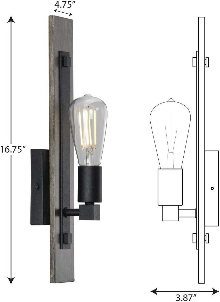 image:imageProgress Lighting Hemsworth Collection OneLight Bleached Oak Wall BracketBlack