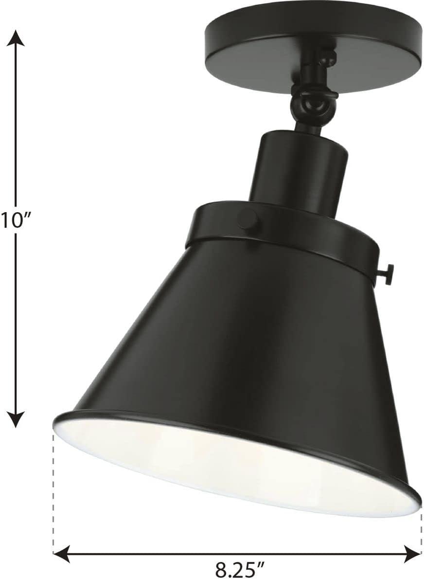 image:imageProgress Lighting Hinton Collection 1Light Matte Black Vintage SemiFlush Mount Ceiling Light