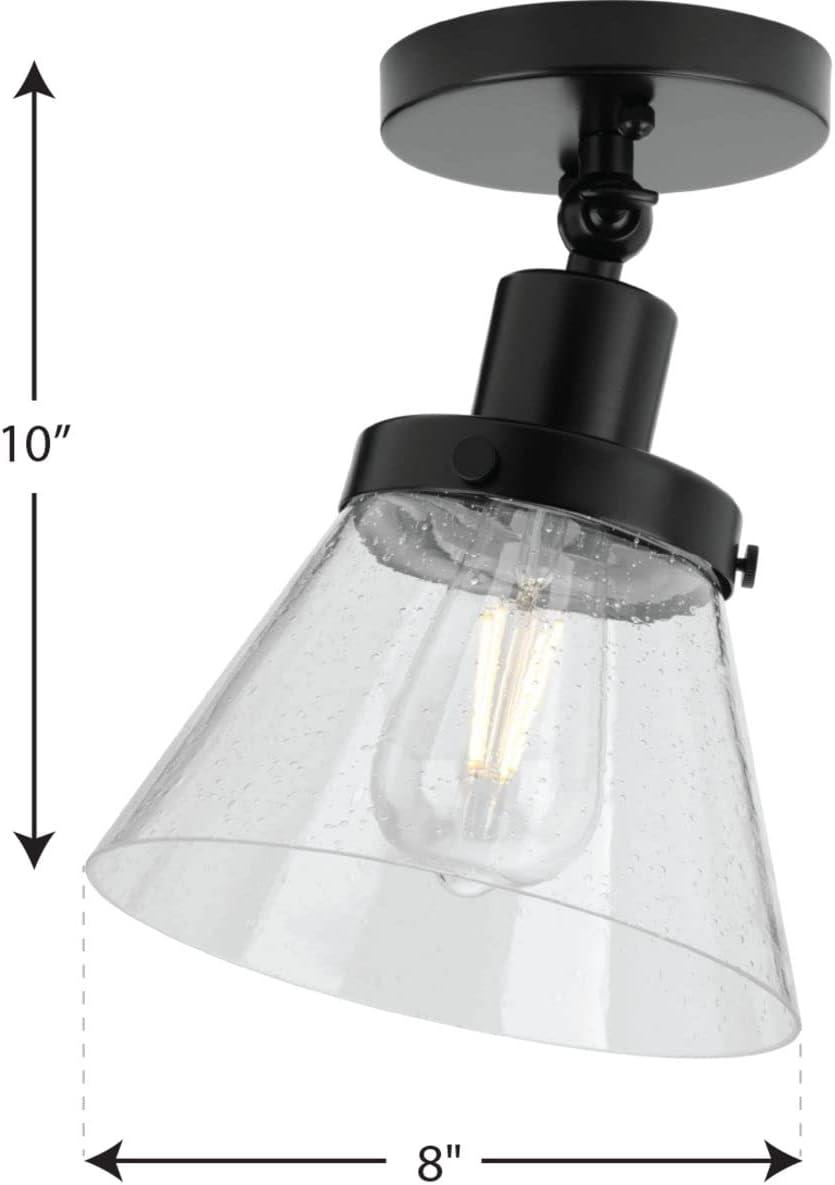 image:imageProgress Lighting Hinton Collection 1Light Seeded Glass Matte Black Industrial Flush Mount Ceiling Light 1000x800x800