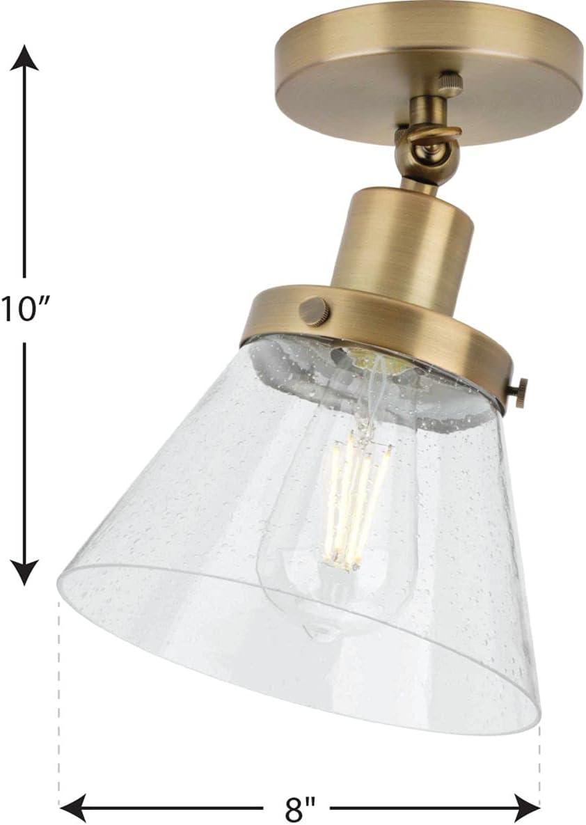 image:imageProgress Lighting Hinton Collection 1Light Seeded Glass Vintage Brass Industrial Flush Mount Ceiling LightBrass