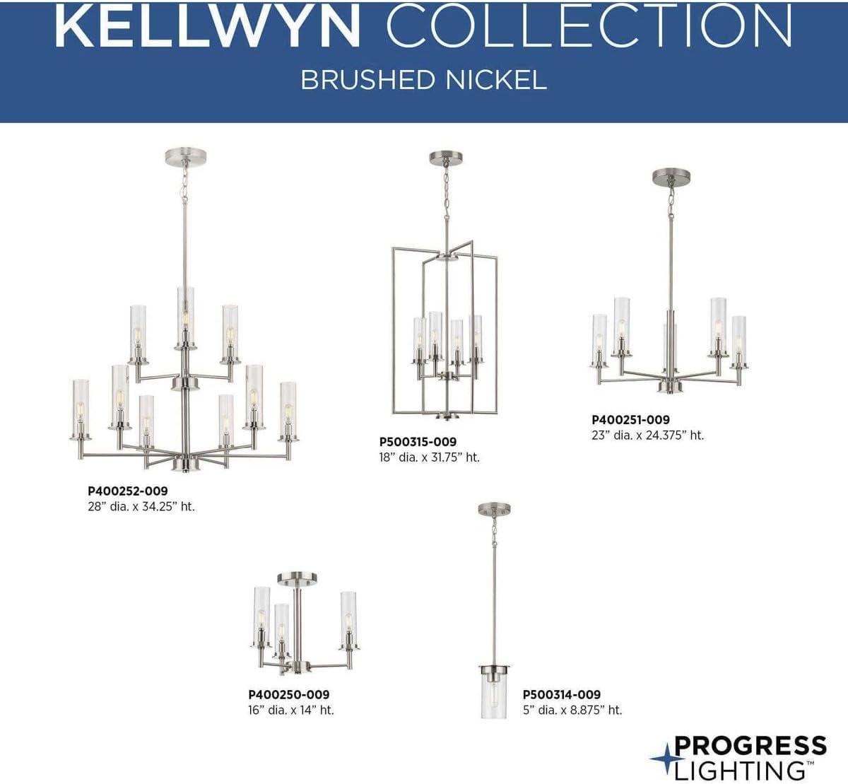 image:imageProgress Lighting Kellwyn Collection 3Light Brushed Nickel Clear Glass Transitional SemiFlush Mount Convertible Ceiling Light