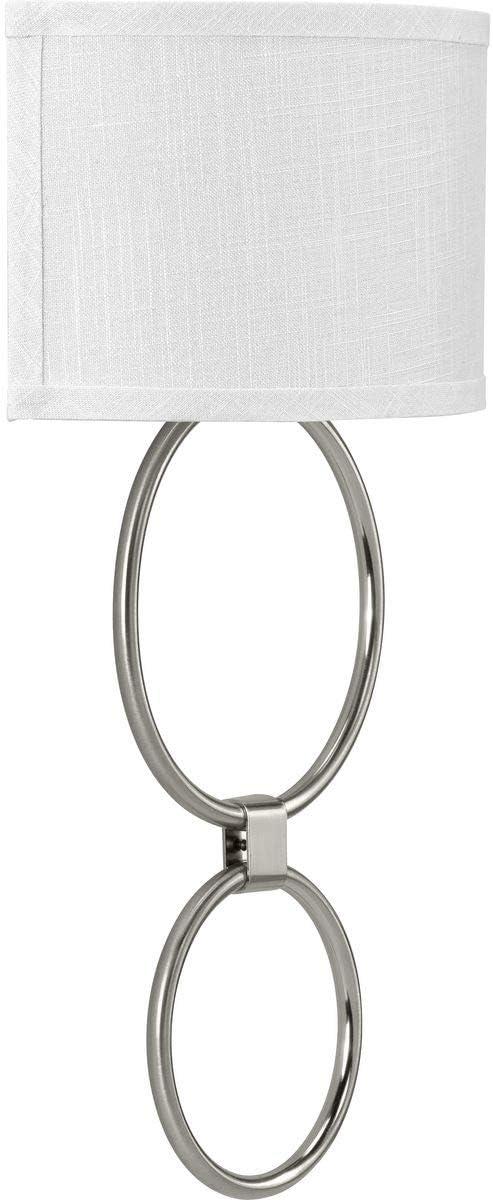 image:imageProgress Lighting LED Shaded Sconce Collection Brushed Nickel OneLight Circle LED Wall Sconce