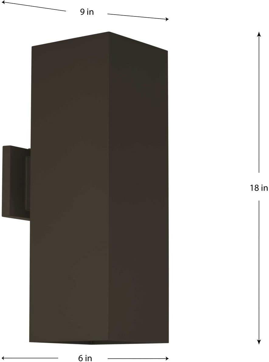 image:imageProgress Lighting Outdoor 6 inLED Square Cast Aluminum Modern Cylinder with Up and Down Light Wall Lantern Antique BronzeBronze