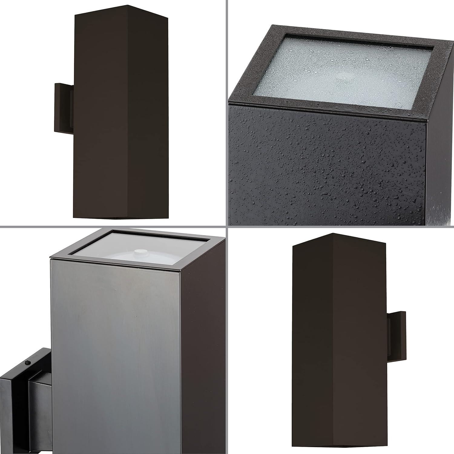 image:imageProgress Lighting Outdoor 6 inLED Square Cast Aluminum Modern Cylinder with Up and Down Light Wall Lantern Antique BronzeBronze