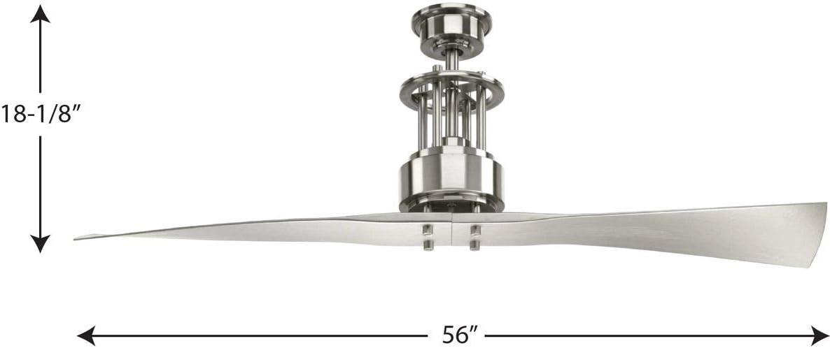 image:imageProgress Lighting P257009 Protruding Mount 2 Silver Blades Ceiling fan Brushed NickelBrushed Nickel
