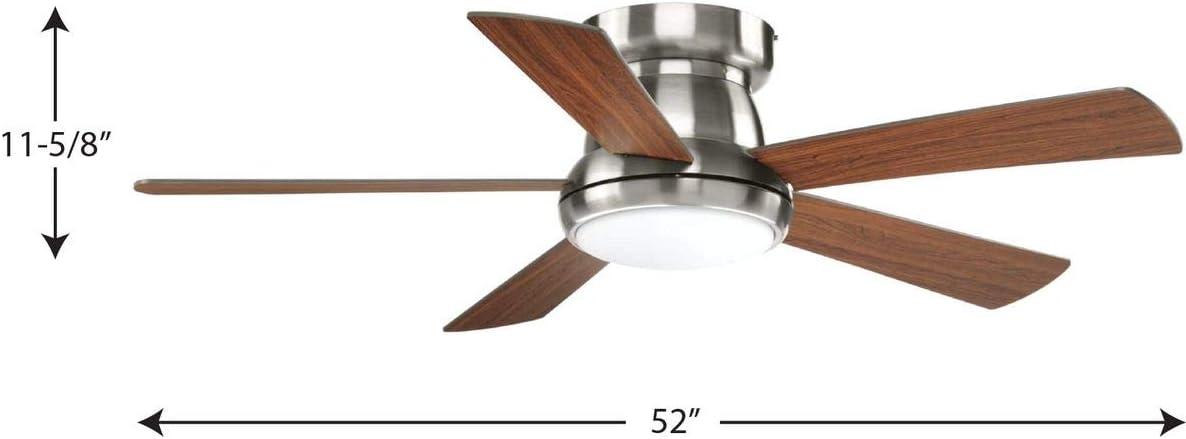 image:imageProgress Lighting P25720930K Protruding Mount 5 Medium Cherry Blades Ceiling fan with 18 watts light Brushed NickelBrushed Nickel